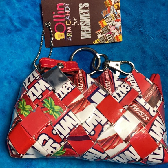 Nahui Ollin Handbags - Red Retro "Gum Wrapper" Twizzler Twists Wristlet Purse Nahui Ollin Hersheys Boho